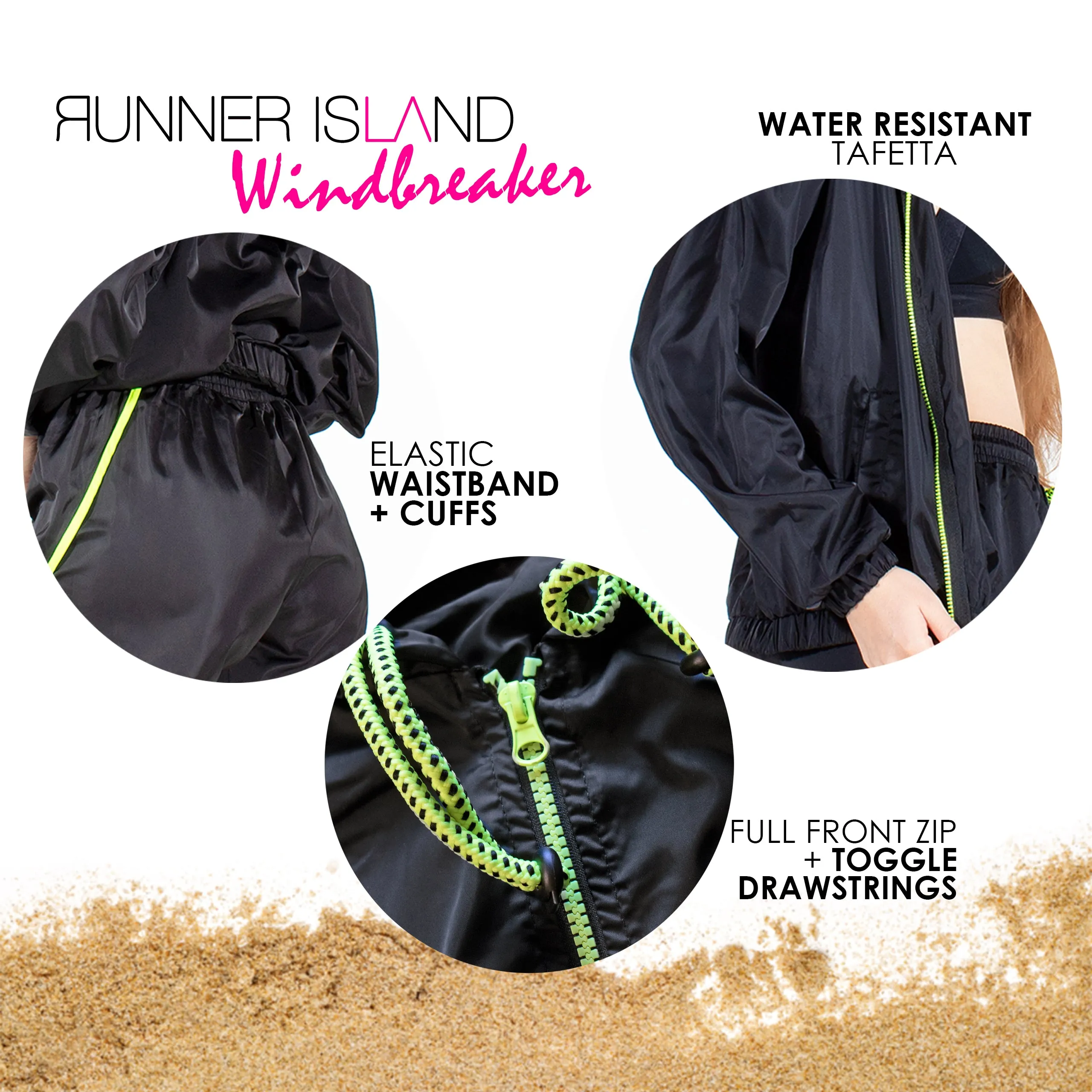 Runner Island Black Lightweight Windbreaker Workout Jacket