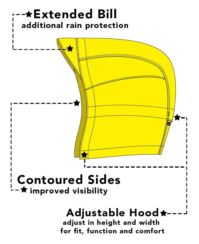 Safety Rain Trench Lightweight Waterproof Hi Vis 2-Tone Adjustable Hood