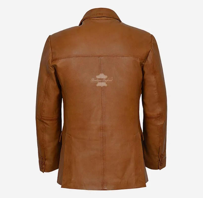SANTINO Men's Leather Blazer Jacket Soft Leather Coat