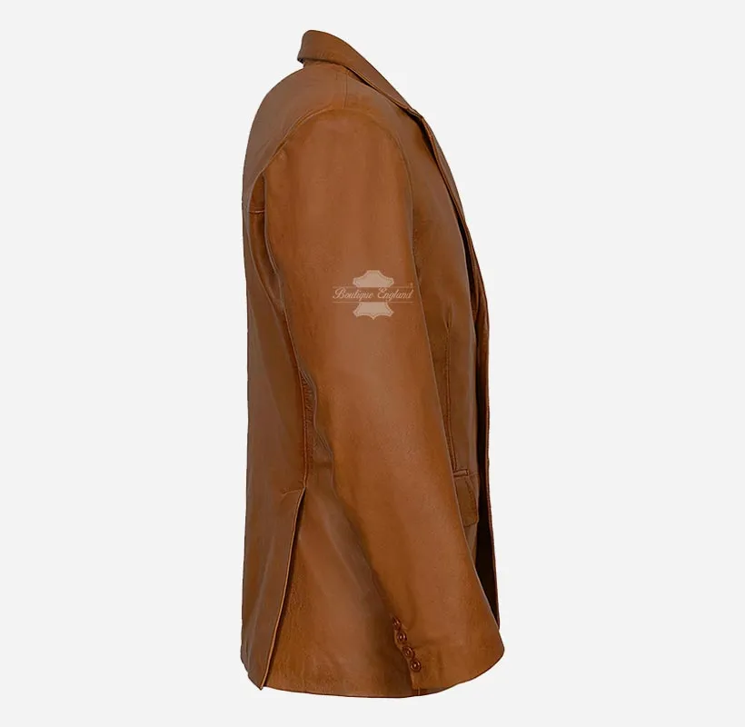 SANTINO Men's Leather Blazer Jacket Soft Leather Coat