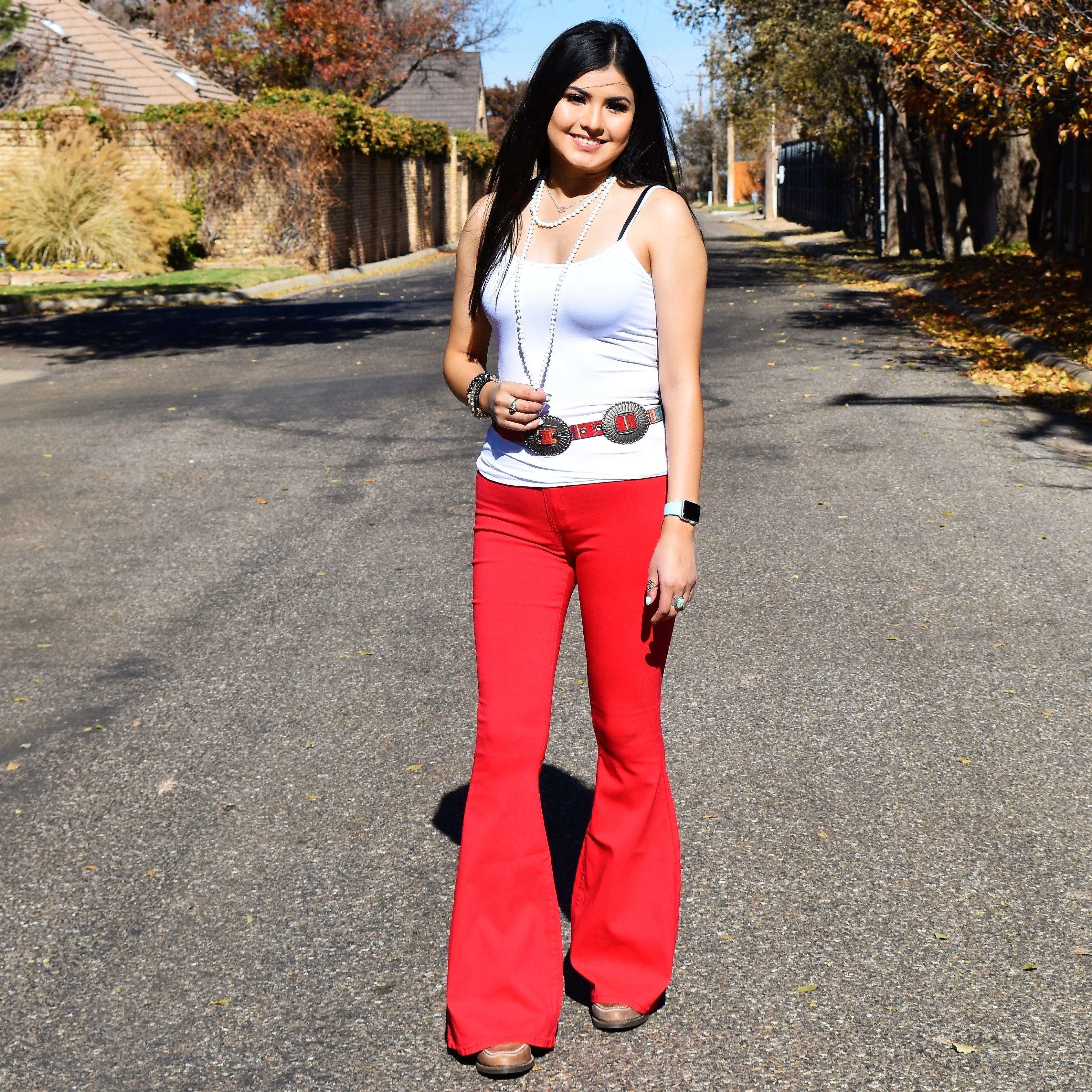 Seeing Red Super Stretch Bell Bottoms
