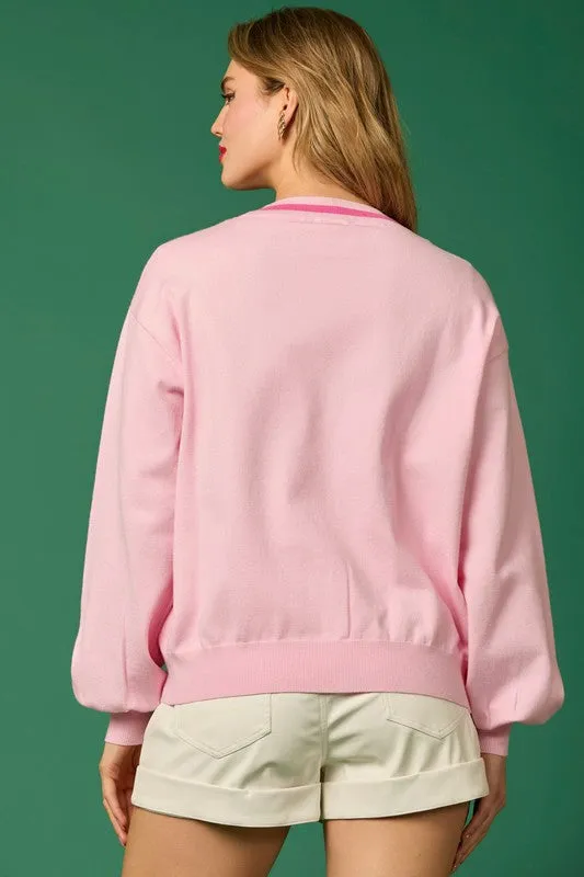 Sequin Cardigan with Bow Detail