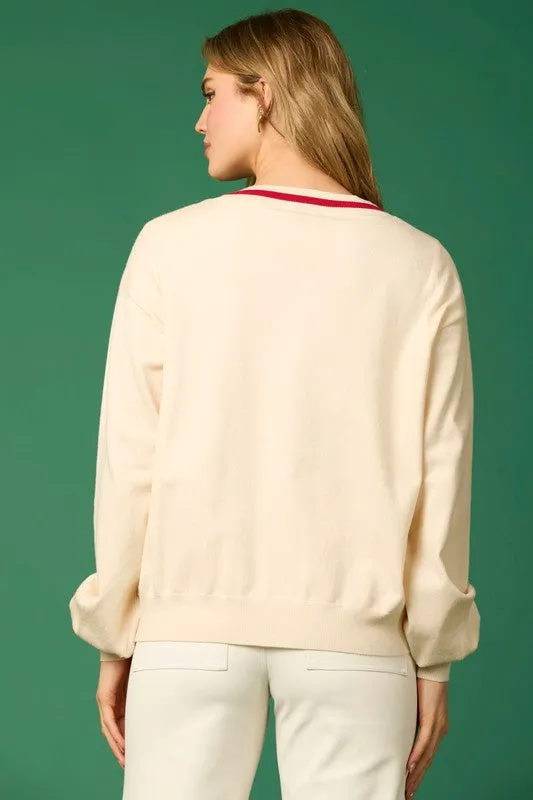 Sequin Cardigan with Bow Detail