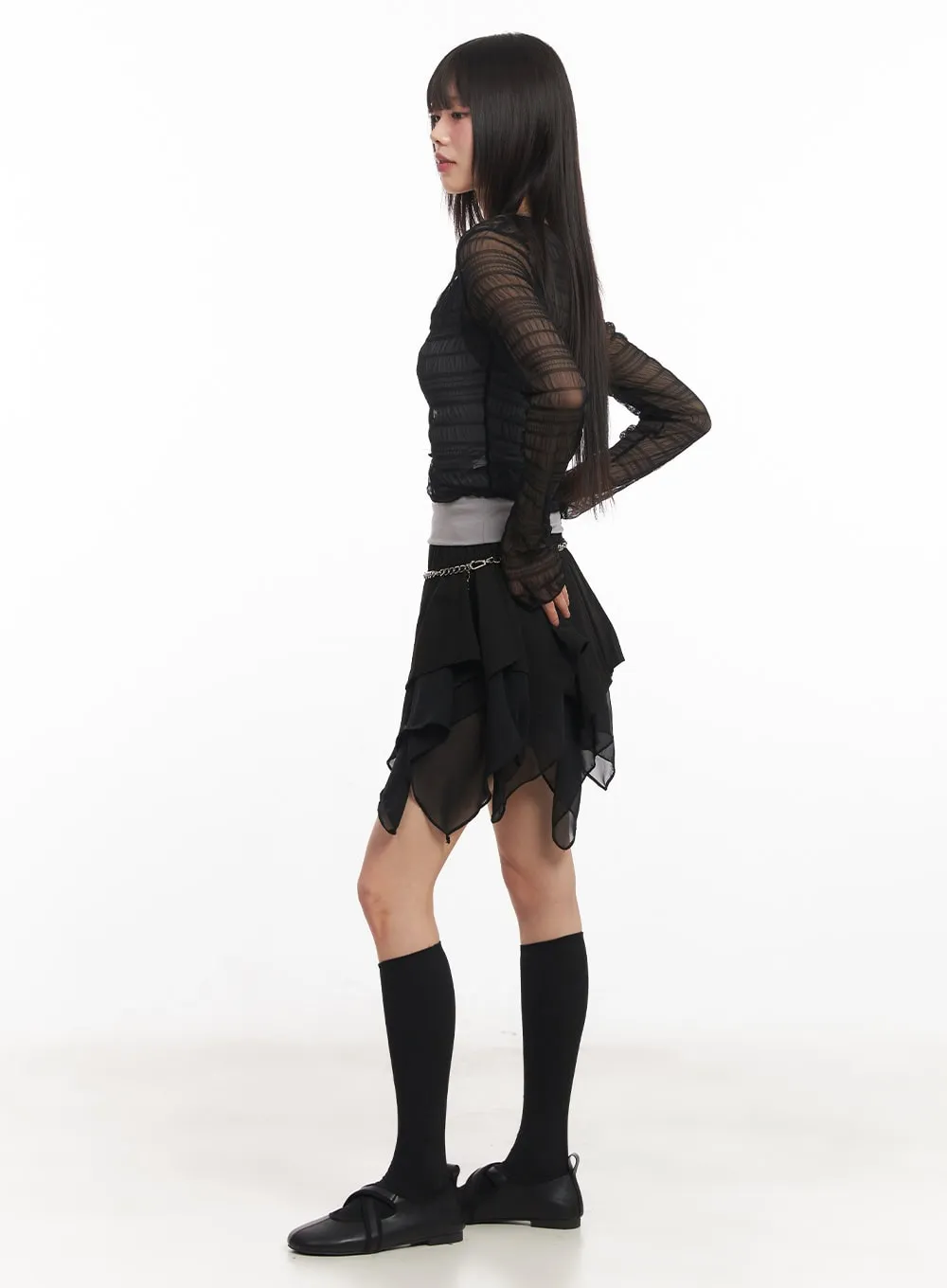 Sheer Chic Buttoned Cardigan CA523
