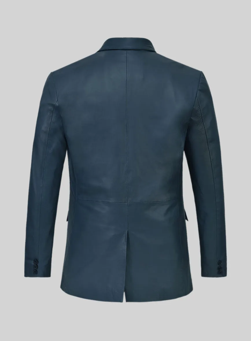 Soft Winsor Blue Leather Blazer