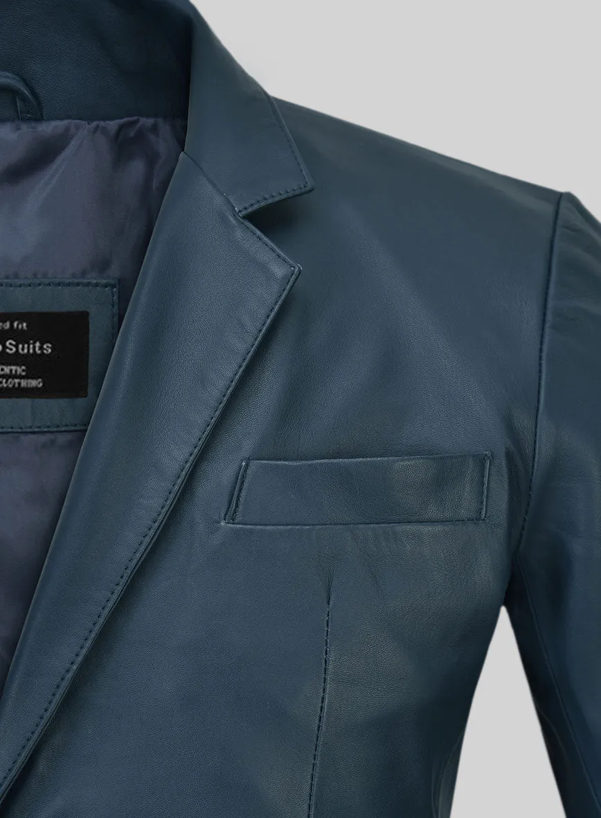 Soft Winsor Blue Leather Blazer