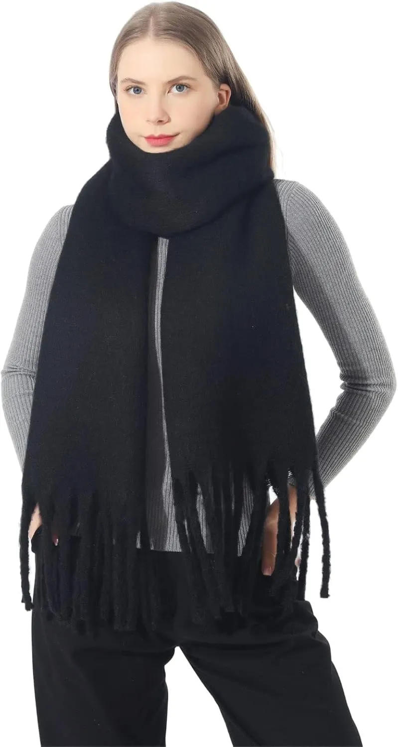 SUNDSGT Big Scarf Coloured Oversized Tassel Soft Fall Winter Thick Scarf Warm Shawl Women