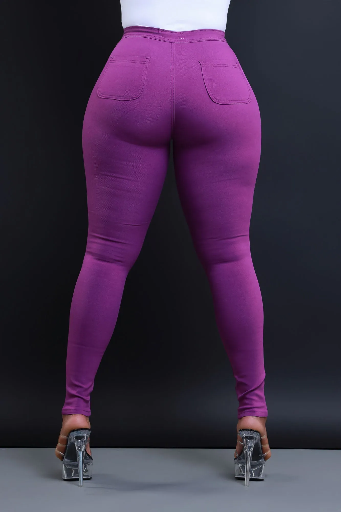 Super Swank High Waist Stretchy Jeans - Purple