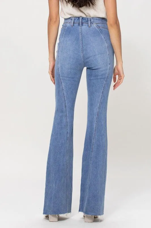 The Jessica Jeans: High Rise Stretchy Denim Flare Jeans