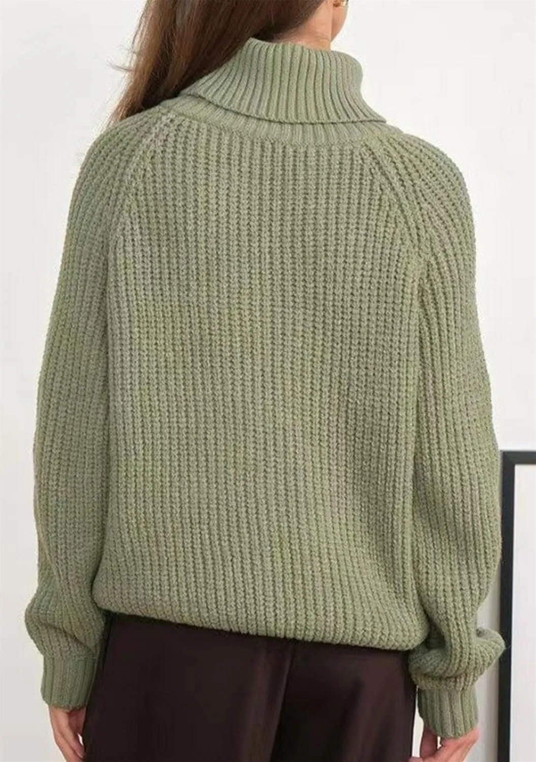TYQQU Womens Solid Color Long Sleeve Sweater Baggy Chunky Pullover Warm Turtleneck Jumper Top