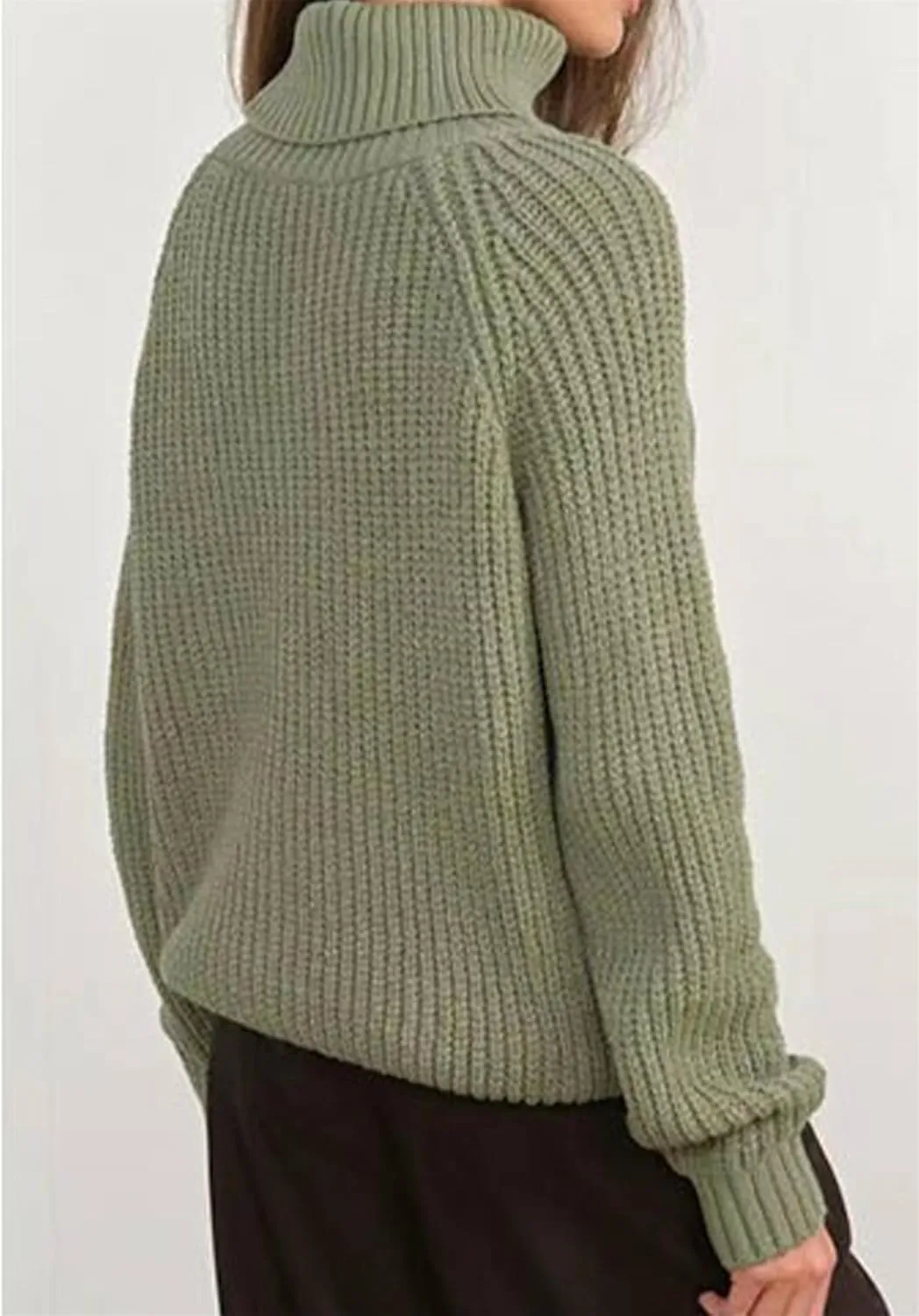 TYQQU Womens Solid Color Long Sleeve Sweater Baggy Chunky Pullover Warm Turtleneck Jumper Top