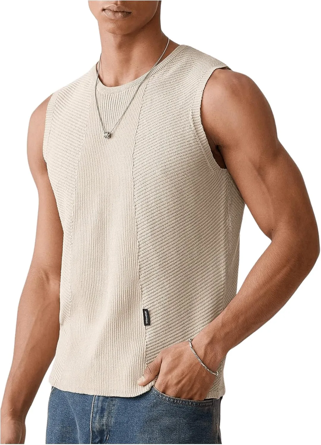 WDIRARA Men's Knit Sweater Vest Sleeveless V Neck Pullover Tank Tops