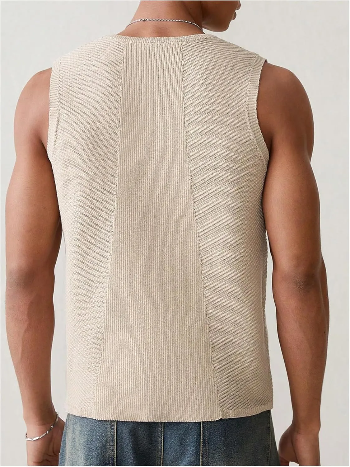 WDIRARA Men's Knit Sweater Vest Sleeveless V Neck Pullover Tank Tops