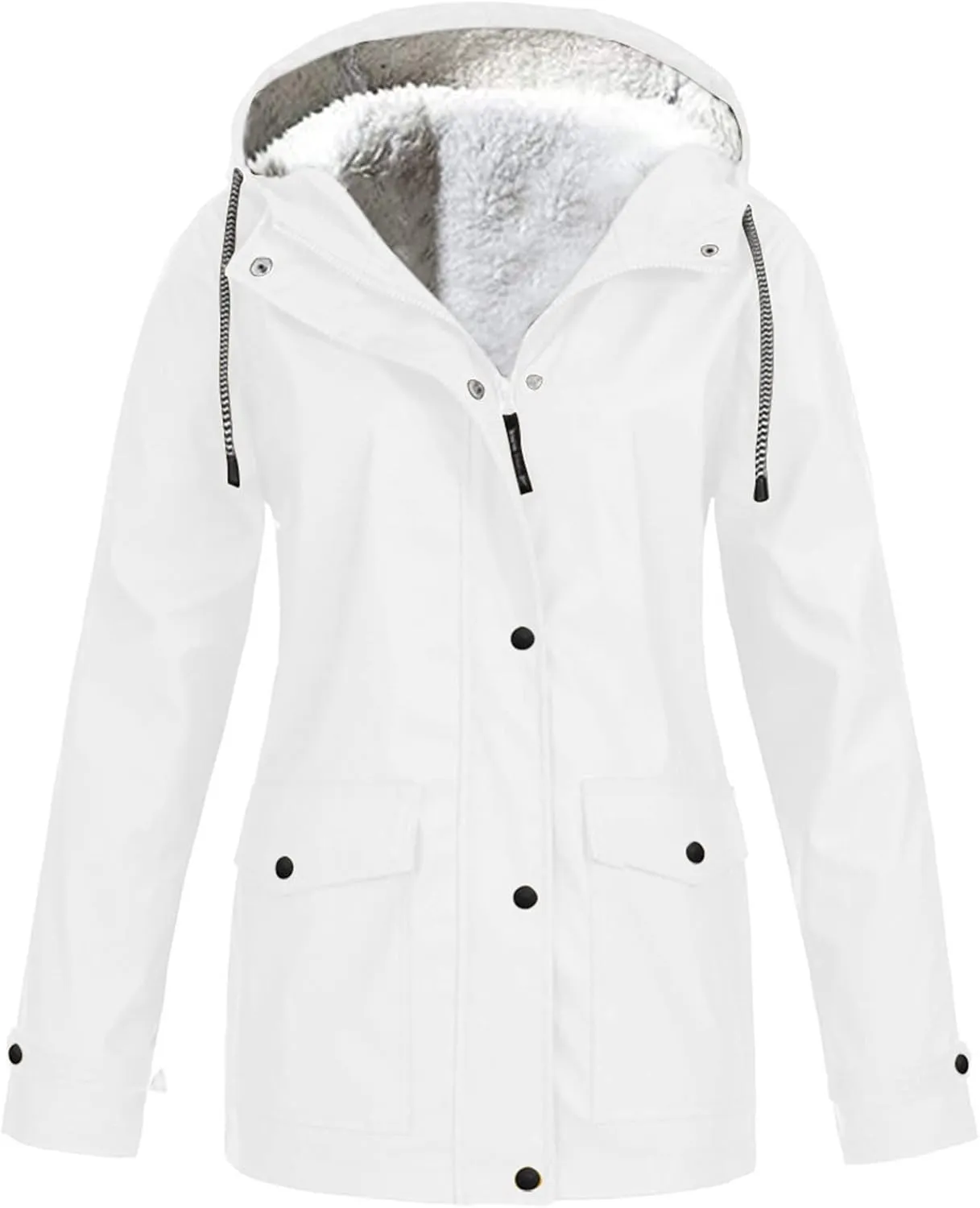 Women Rain Jacket Waterproof Outdoor Rain Jackets Padded Hooded Raincoat Windproof Coat with Pockets 2025