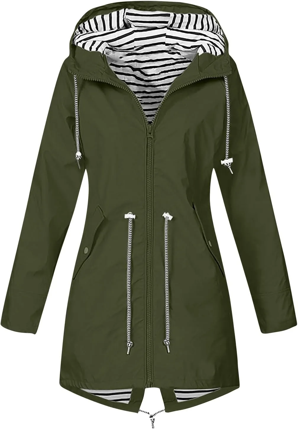 Women Waterproof Outdoor Hiking Raincoat Jacket Lined Rain Jacket Lightweight Hooded Jackets Trench Coats