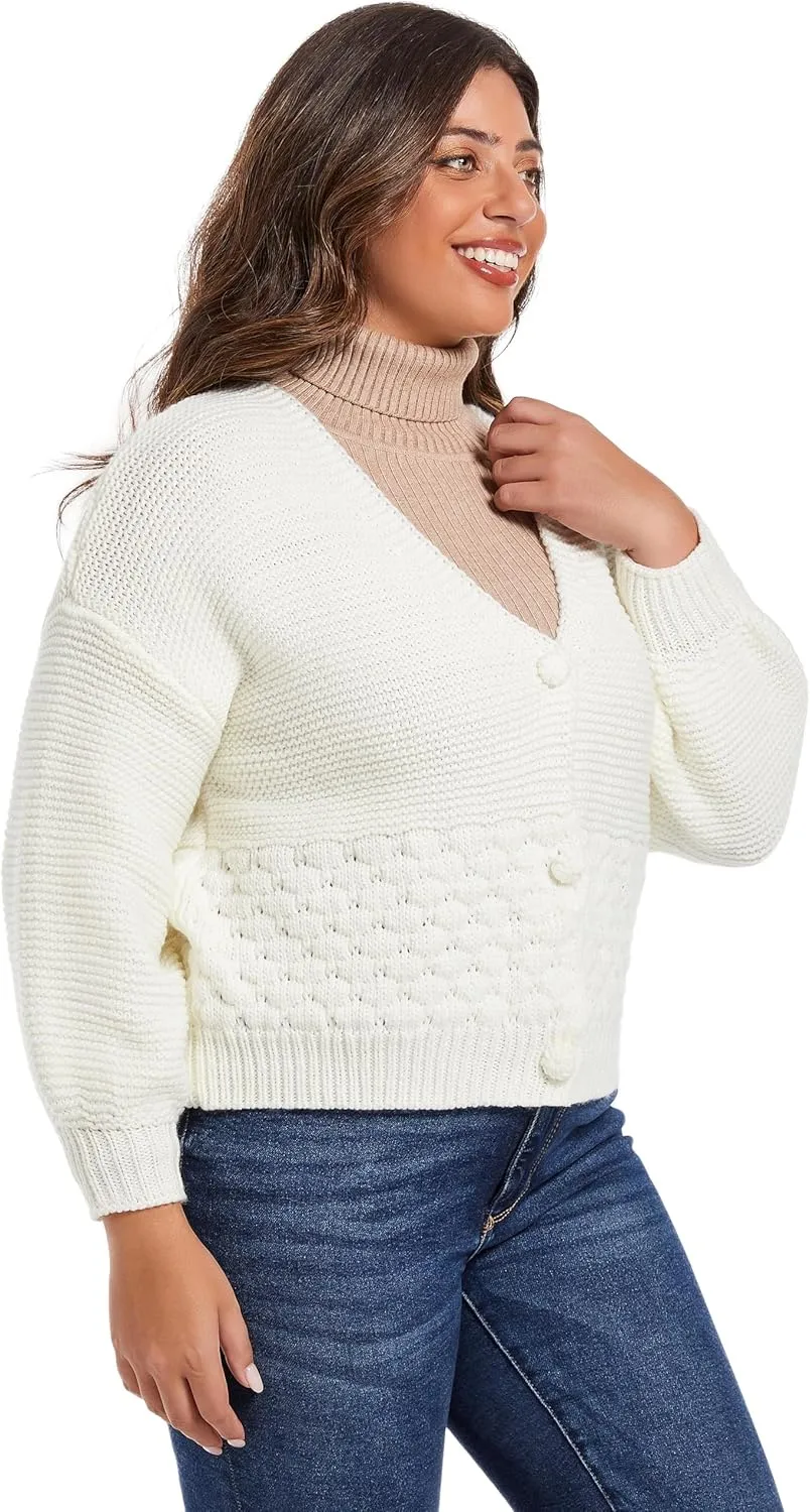 Women's 2024 Fall Winter Chunky Knit Cardigan Sweaters Long Sleeve V-Neck Open Front Casual Outerwear for Women
