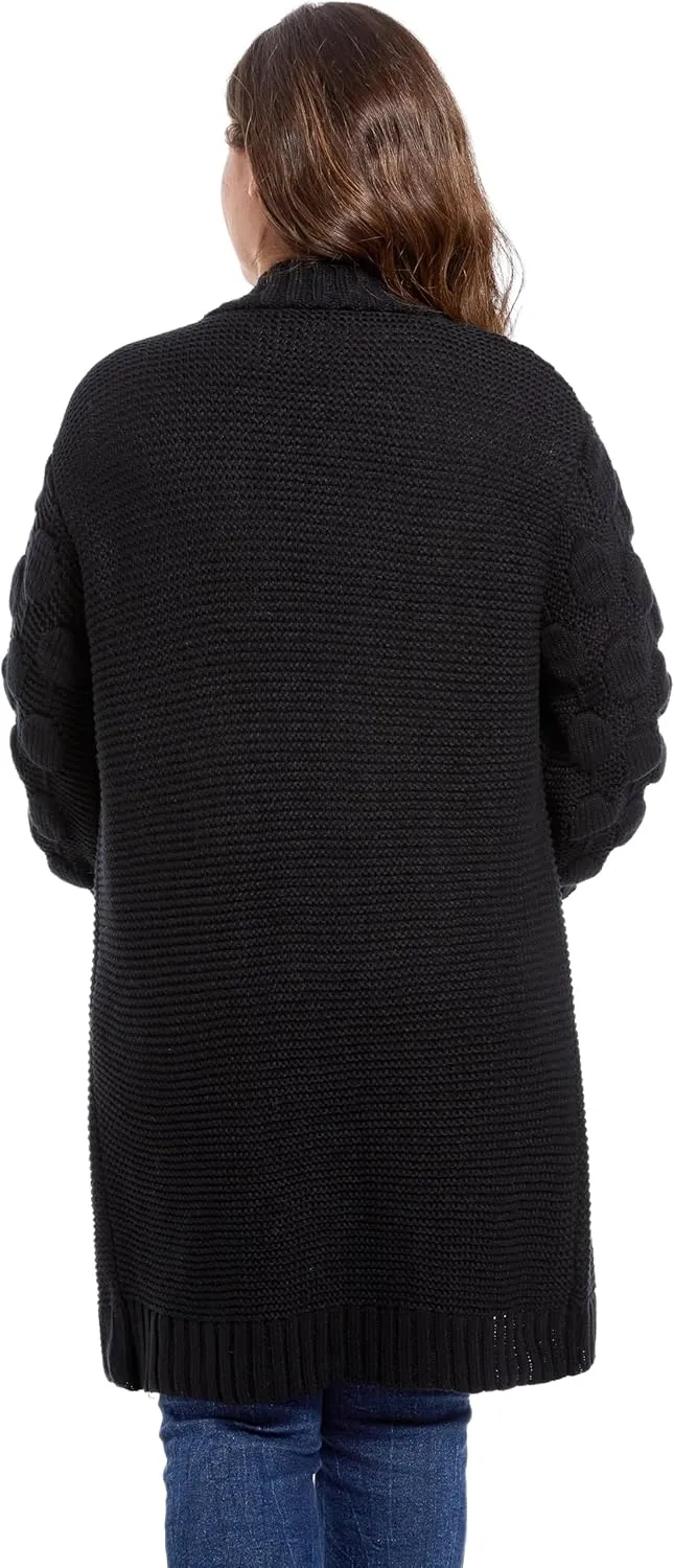 Women's 2024 Fall Winter Oversized Long Chunky Knit Open Front Cardigan Sweater Casual V-Neck Long Sleeve Sweater