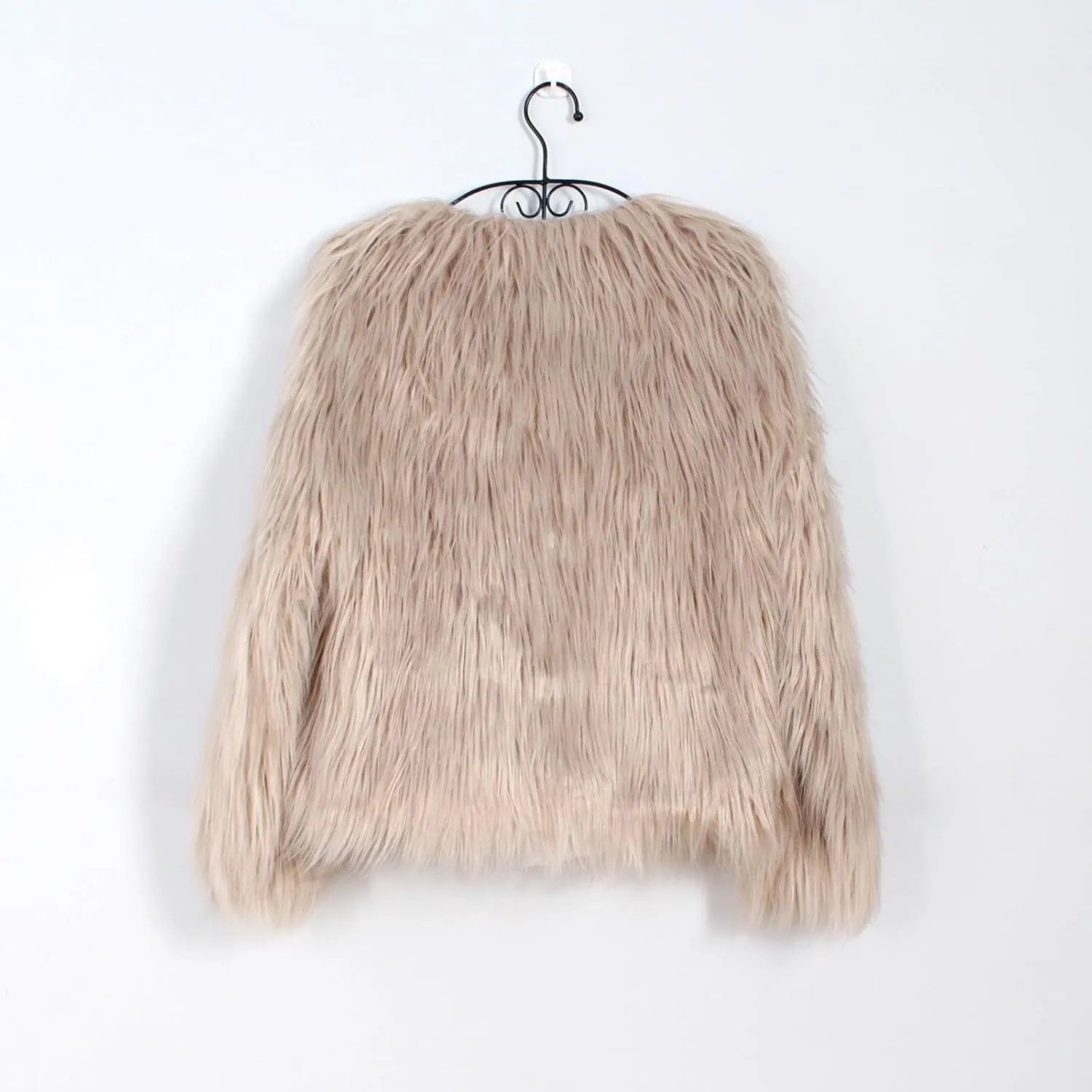 Women's 2024 Winter Coats Fleece Cropped Jacket Long Sleeve Fluffy Warm Coat Short Soft Shaggy Outerwear Fall Cardigan
