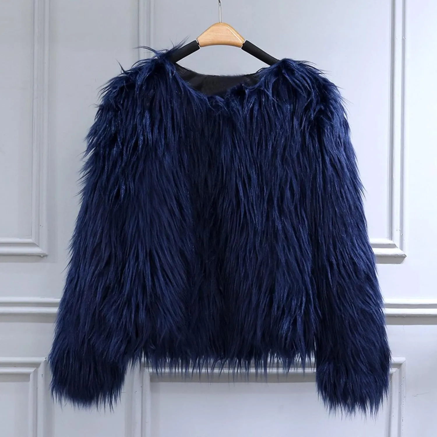 Women's 2024 Winter Coats Fleece Cropped Jacket Long Sleeve Fluffy Warm Coat Short Soft Shaggy Outerwear Fall Cardigan