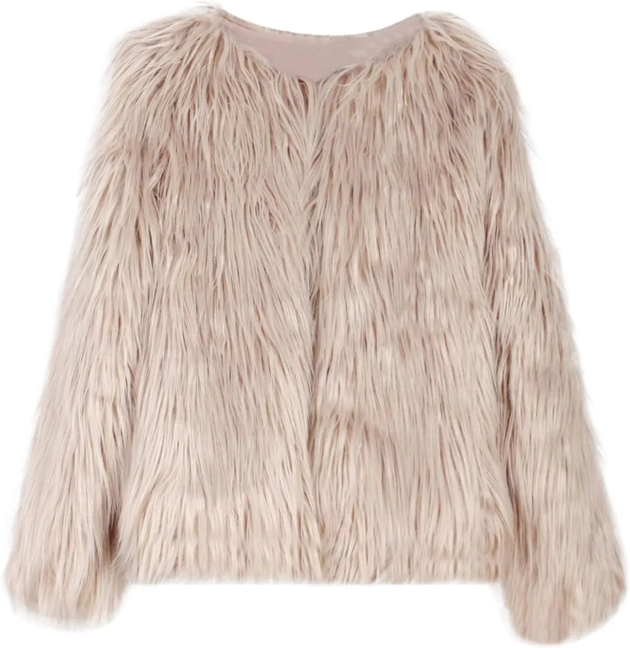 Women's 2024 Winter Coats Fleece Cropped Jacket Long Sleeve Fluffy Warm Coat Short Soft Shaggy Outerwear Fall Cardigan