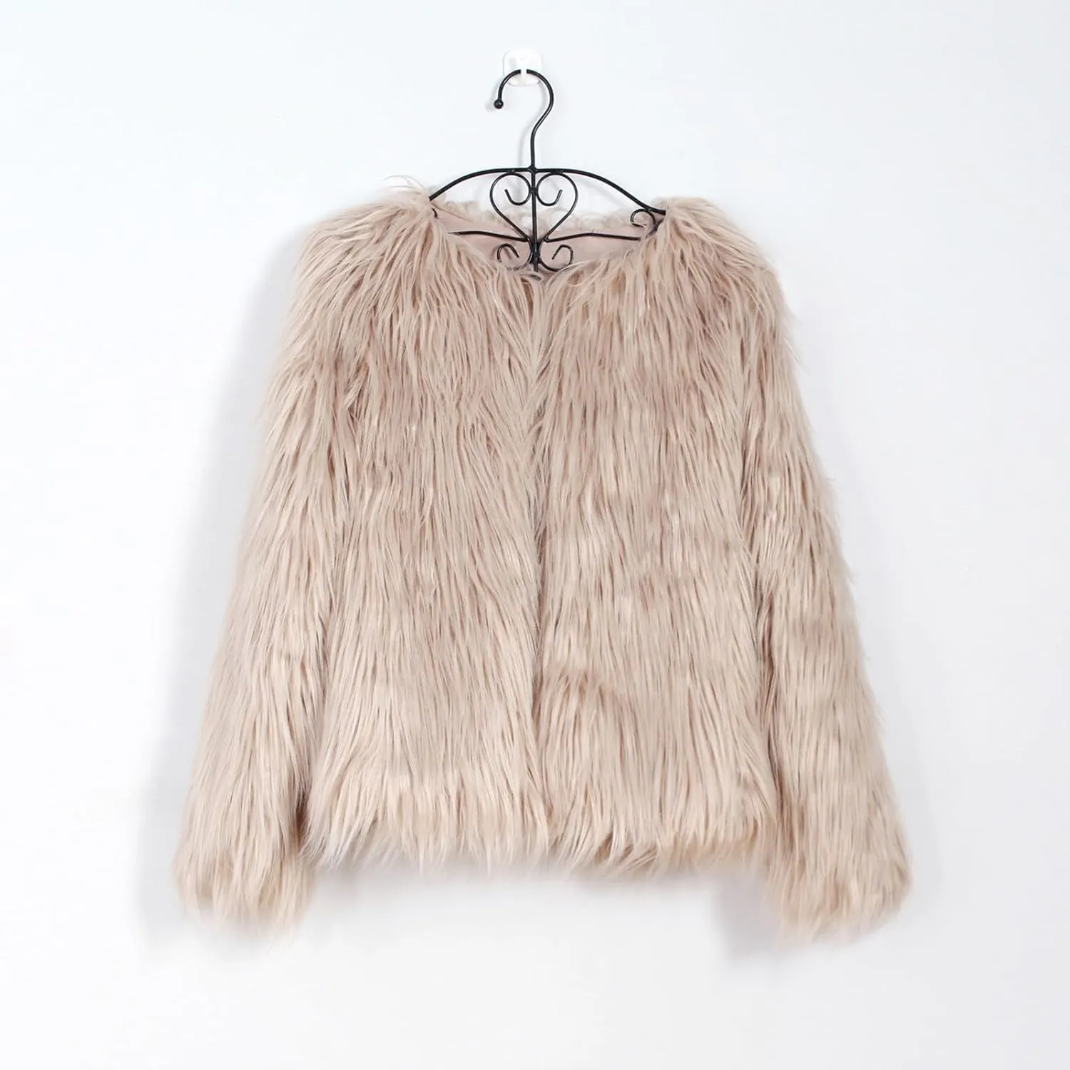 Women's 2024 Winter Coats Fleece Cropped Jacket Long Sleeve Fluffy Warm Coat Short Soft Shaggy Outerwear Fall Cardigan