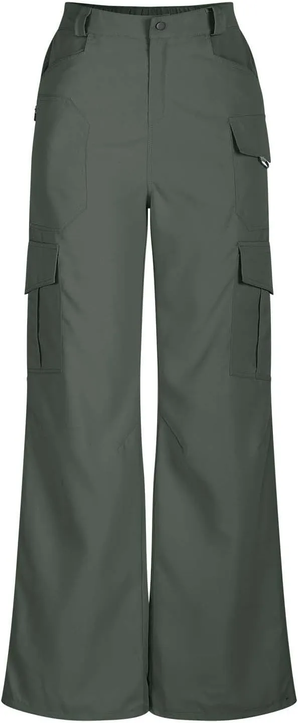 Women's Cargo Pants Casual High Waisted Pants Baggy Stretch Straight Leg Trousers Classic Y2K Pants with Pockets