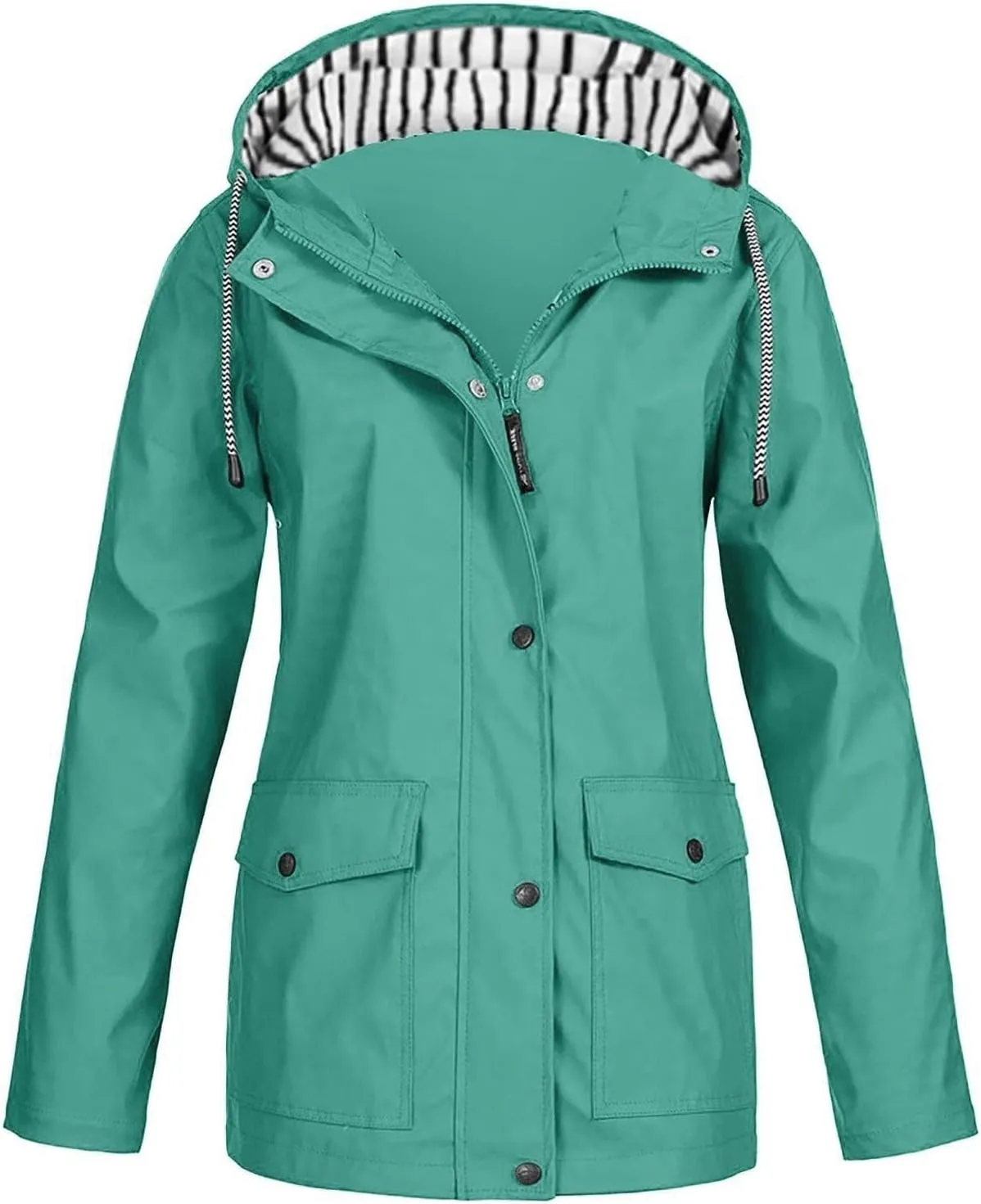 Women's Rain Jacket 2024 Fall Lightweight Waterproof Raincoat Plus Size Outdoor Hooded Trench Coat S-5XL