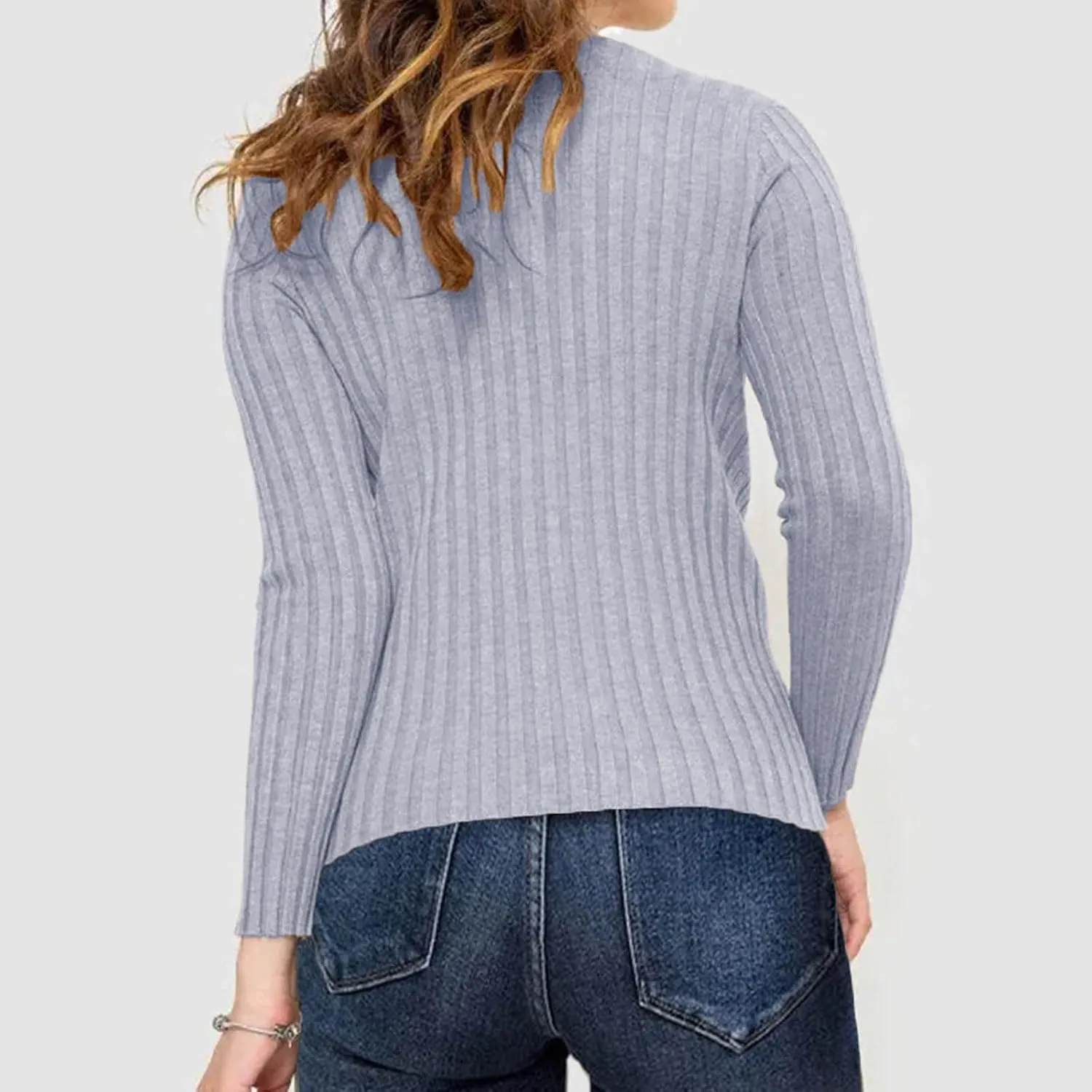 Womens Sweaters Turtleneck Ribbed Knitted Pullover Slim Fit Basic Sweater Casual Long Sleeve Knitwear Spring Jumper Tops