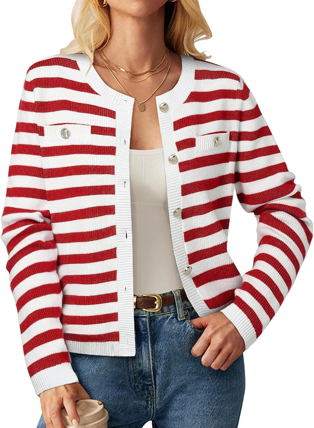 ZANZEA Cardigan Sweaters for Women 2024 Fall Winter Outfits Chunky Cropped Button Down Knit Sweater Jackets