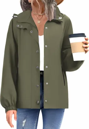 Zeagoo Women's Waterproof Rain Jacket With Hood - Lightweight Windbreaker Raincoat With Pockets for Outdoor