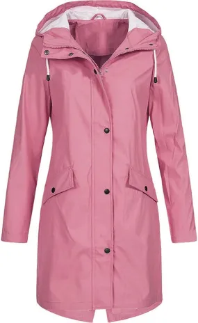 ZEFOTIM Womens Rain Jacket with Hood Waterproof Light Weight Casual Raincoat with Pockets Zip Up Hiking Jackets Clothes