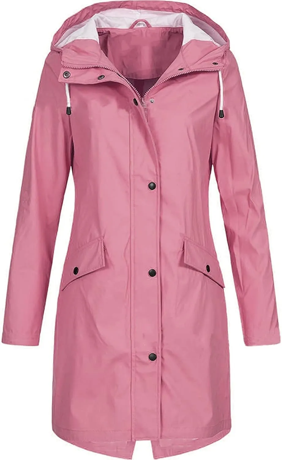 ZEFOTIM Womens Rain Jacket with Hood Waterproof Light Weight Casual Raincoat with Pockets Zip Up Hiking Jackets Clothes